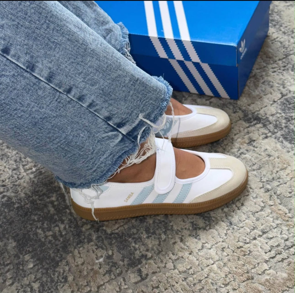ADIDAS SAMBA JANE BLANCA AZUL